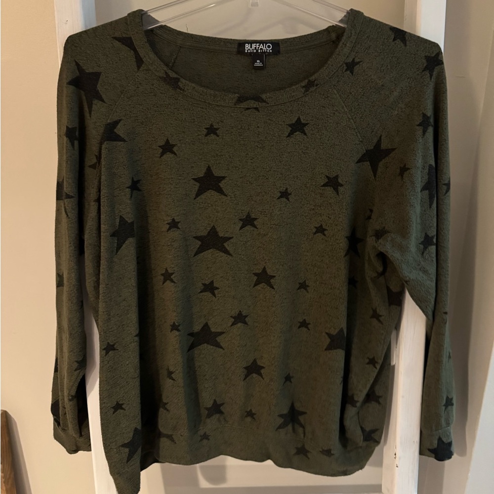 Buffalo Green Star Print Sweater